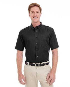 Harriton Men's Foundation 100% Cotton Short-Sleeve Twill Shirt with Teflon. M582